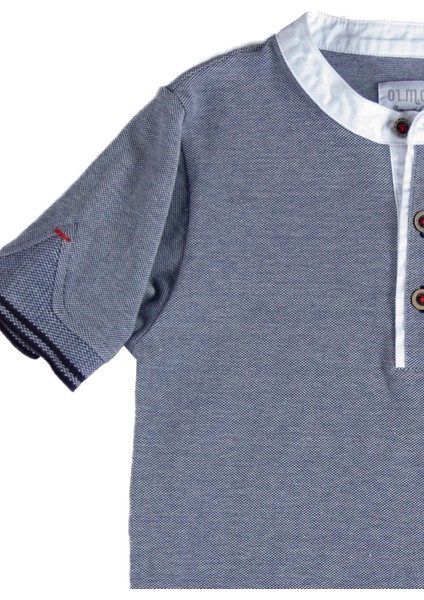 Organik Sıfır Yaka Mavi Yazlık Erkek Çocuk Tshirt modelleri