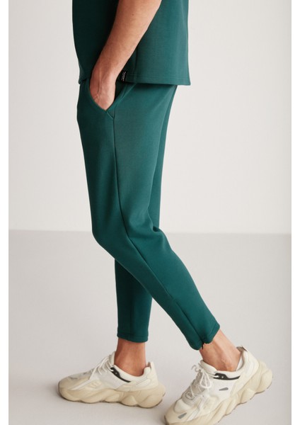 Nıcolas Erkek Teknik Kalın Esnek Kumaşlı Paçası Fermuarlı Slim Fit Yeşil Eşofman Altı fiyatları