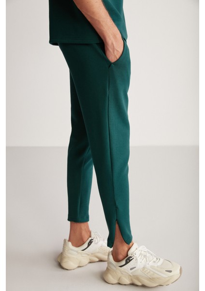 Nıcolas Erkek Teknik Kalın Esnek Kumaşlı Paçası Fermuarlı Slim Fit Yeşil Eşofman Altı fırsatları