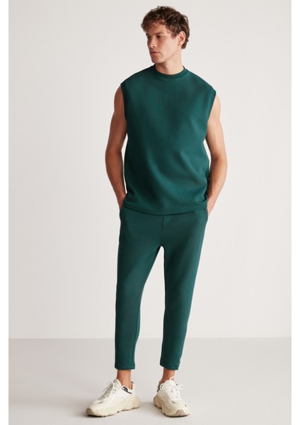 Nıcolas Erkek Teknik Kalın Esnek Kumaşlı Paçası Fermuarlı Slim Fit Yeşil Eşofman Altı indirimleri