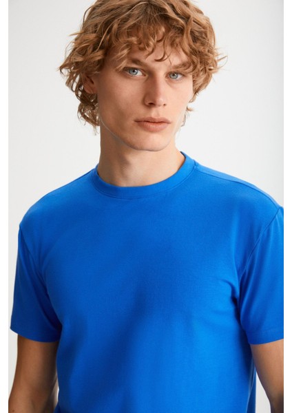 TIAGO Erkek Saks Mavi T-Shirt modelleri