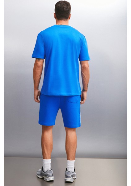 KINGSLEY Erkek %100 Pamuk Baskılı Kısa Kollu Regular Fit Saks Mavi T-Shirt indirimleri