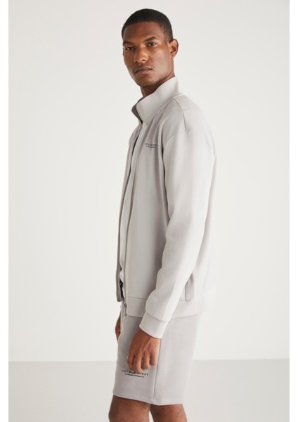 Herbert Erkek Regular Fit Kalın Dokulu Kumaşlı Fermuarlı Baskılı Günlük Gri Ceket modelleri