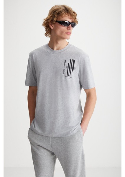 ELIJAH Baskılı Bisiklet Yaka %100 Pamuk Grimelanj T-Shirt indirimleri