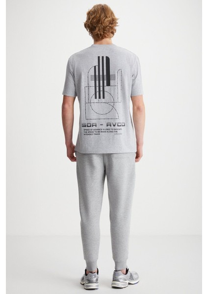 ELIJAH Baskılı Bisiklet Yaka %100 Pamuk Grimelanj T-Shirt