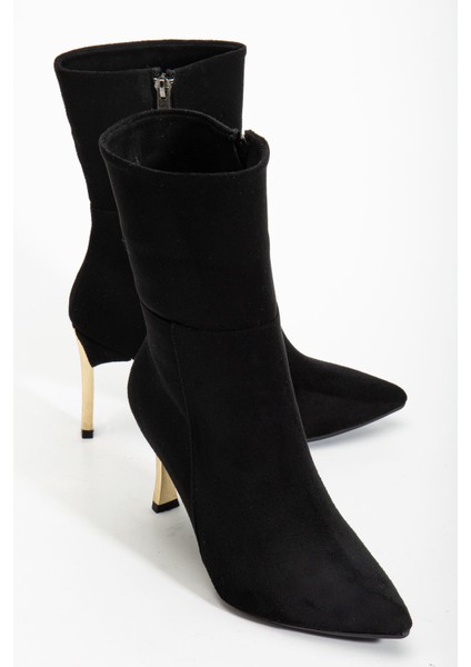 Kadın Siyah Süet Sivri Burun Ince Topuklu Bot fiyatları