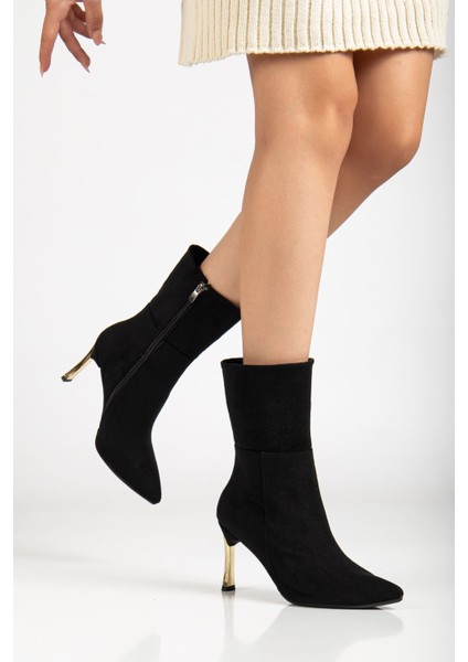 Kadın Siyah Süet Sivri Burun Ince Topuklu Bot fırsatları