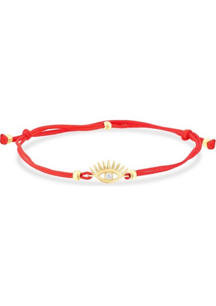 14 Ayar Taşlı Göz Altın Ipli Bileklik