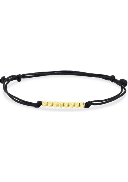 14 Ayar Forever Dorika Altın Siyah Ipli Bileklik