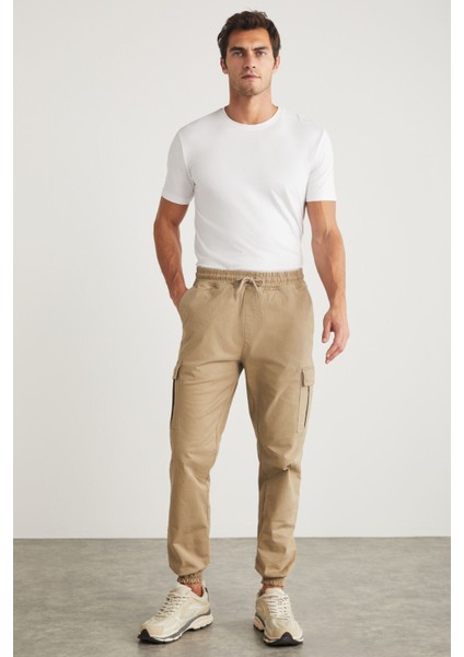 Cargo Erkek Dokuma Kargo Cepli Beli Ve Paçası Lastikli Bej Pantolon fiyatları
