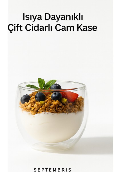 Çift Cidarlı Cam Kase 250 ml
