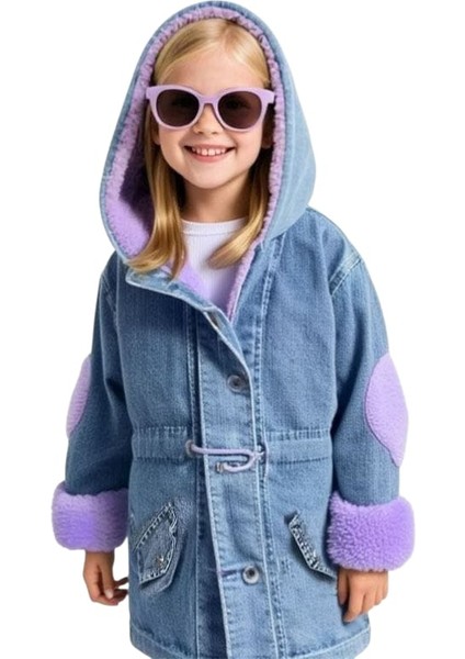 Kız Çocuk Peluş Kot Mont