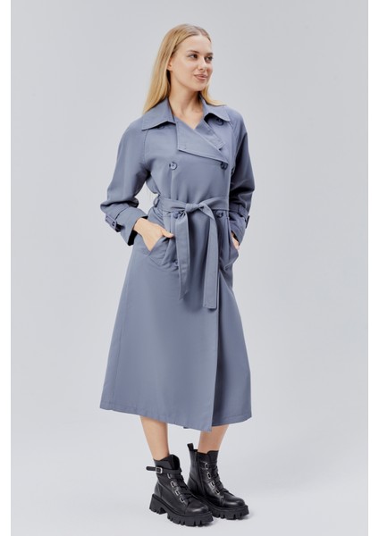 Gri Oversize Kuşaklı Trençkot fırsatları