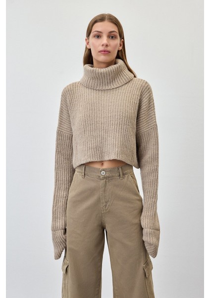 Balıkçı Yaka Crop Kazak Vizon