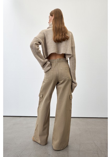 Balıkçı Yaka Crop Kazak Vizon fırsatları