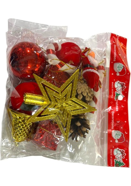 Yılbaşı Süsleri 15 Lı Set Yılbaşı Ağacı Süsü Paket 14X16 cm