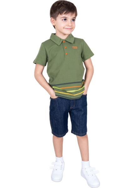 %100 Pamuk Pike Kumaş Yeşil Yazlık Erkek Çocuk Tshirt