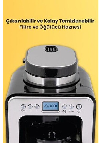 Gm-7353 Klass Öğütücülü Filtre Kahve Makinesi 12 Fincan Kapasiteyle Inox Tasarım fiyatları