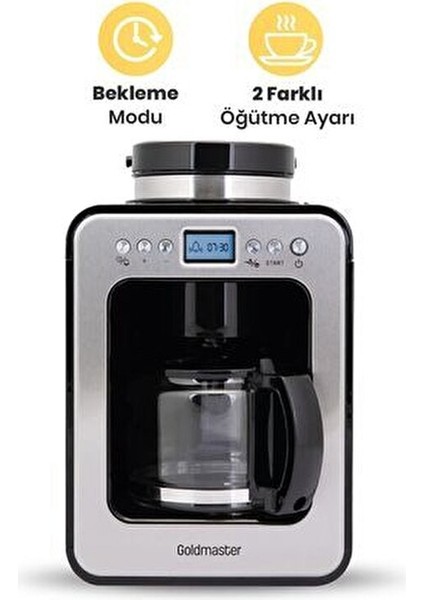 Gm-7353 Klass Öğütücülü Filtre Kahve Makinesi 12 Fincan Kapasiteyle Inox Tasarım fırsatları