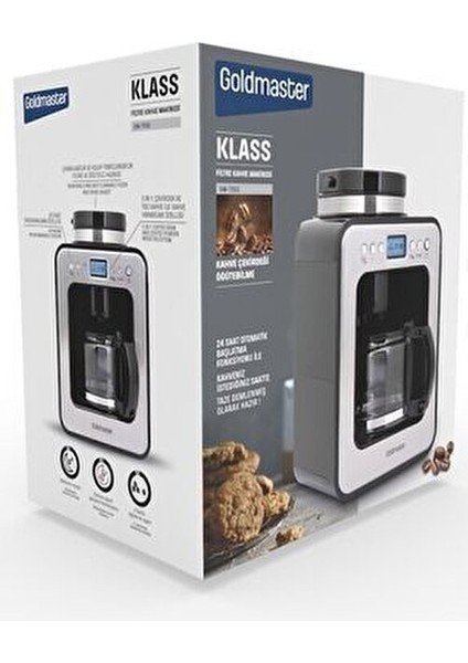 Gm-7353 Klass Öğütücülü Filtre Kahve Makinesi 12 Fincan Kapasiteyle Inox Tasarım