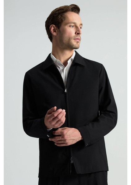 Italyan Yün Karışım Fermuar Detaylı Siyah Spor Ceket fiyatları