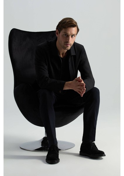 Italyan Yün Karışım Fermuar Detaylı Siyah Spor Ceket modelleri