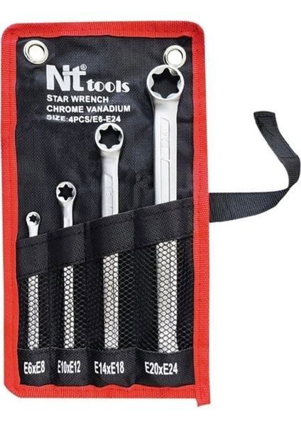 4E0624 E-Torx Çift Uçlu Anahtar Seti 4 Parça