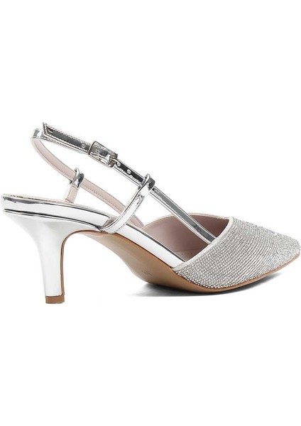 Kadın Lame Arkası Açık İnce Topuklu Abiye Ayakkabı