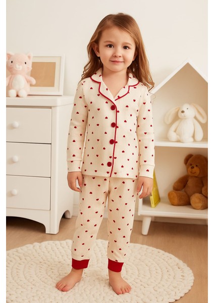 Kız Çocuk Kalpli Pijama Takımı