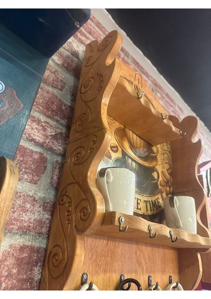 Coffee Tıme Bardak Askılığı Çam Ağacından El Oyması Ayrıntılı fiyatları