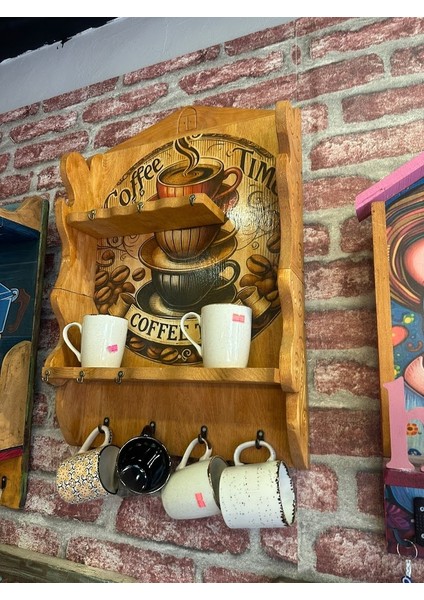 Coffee Tıme Bardak Askılığı Çam Ağacından El Oyması Ayrıntılı indirimleri