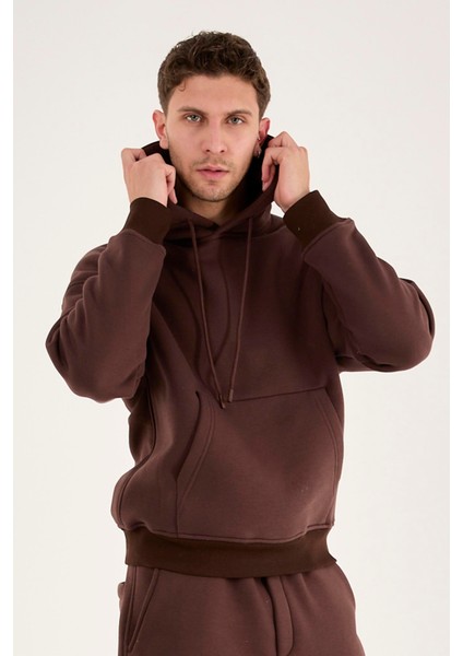 X-4008 Kapüşonlu Kanguru Cep Üç Iplik Sweat modelleri