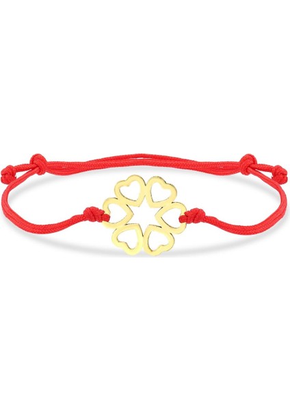 14 Ayar Altı Kalp Altın Ipli Bileklik