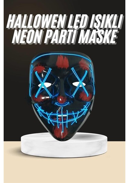 Techmrt Işıklı LED Maske Parti Eğlence Maskesi Hallowen Neon Maske fiyatları