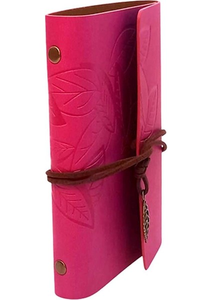 Retro Deri Defter Yaprak Tasarımlı Küçük Boy Pembe fiyatları