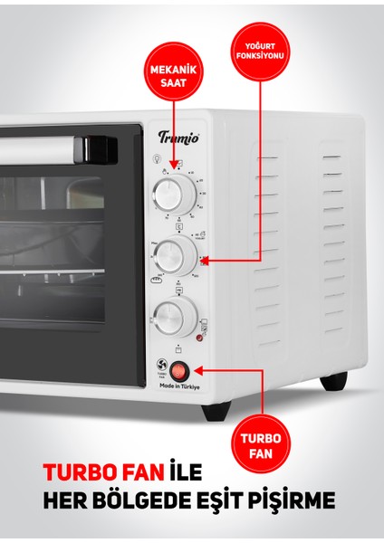 Elektrikli Fırın, Turbo Fan + Lamba, Yoğurt Mayalama indirimleri