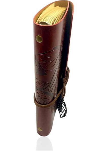 Retro Deri Defter Yaprak Tasarımlı Büyük Boy Kahverengi fırsatları