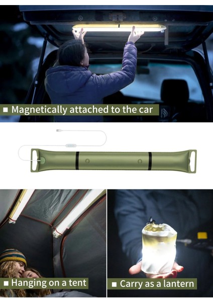 Şişme LED Kamp Lambası, USB Girişli, Mıknatıslı