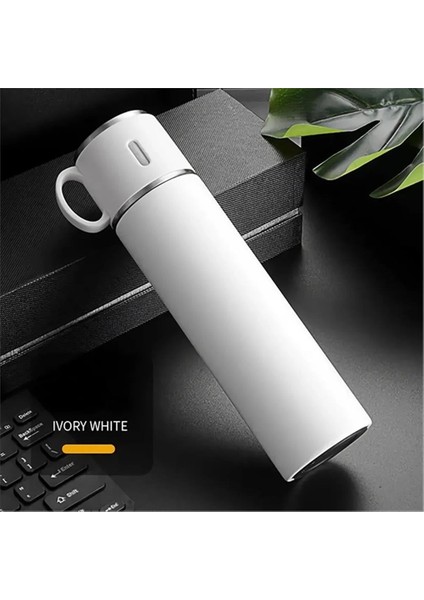 Kişiselleştirilebilir 3 Bardaklı Çelik Termos 05 Lt Beyaz modelleri