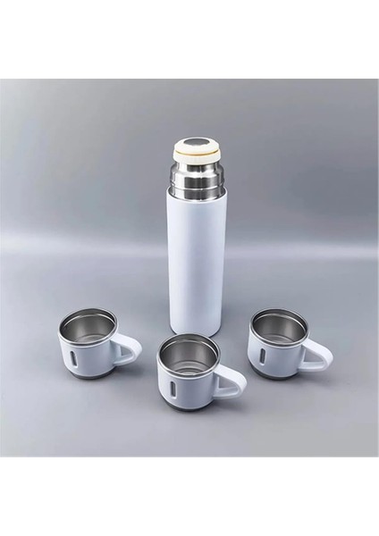 Kişiselleştirilebilir 3 Bardaklı Çelik Termos 05 Lt Beyaz fırsatları