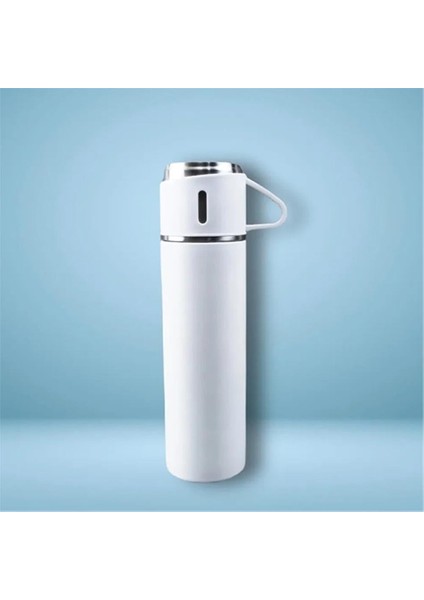 Kişiselleştirilebilir 3 Bardaklı Çelik Termos 05 Lt Beyaz indirimleri