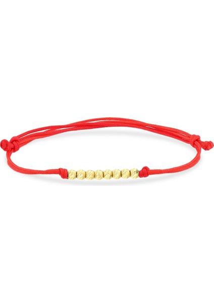 14 Ayar Forever Dorika Altın Kırmızı Ipli Bileklik