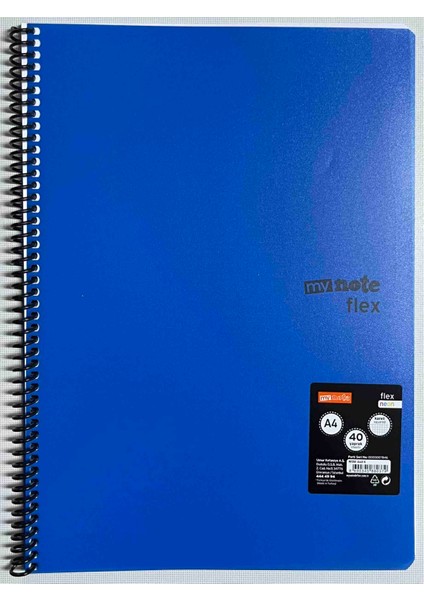 A4 40 Yaprak Kareli Pp Kapak Spiralli Defter Lacivert