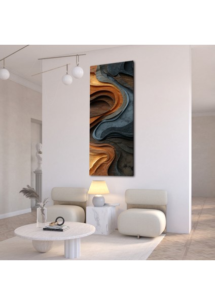 Panoramik Ahşap Dokulu Soyut Tasarım Kanvas Tablo – Dikey Modern Sanat Duvar Dekoru
