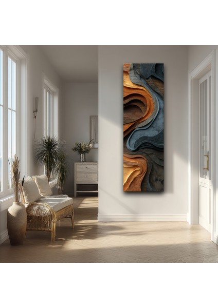 Panoramik Ahşap Dokulu Soyut Tasarım Kanvas Tablo – Dikey Modern Sanat Duvar Dekoru