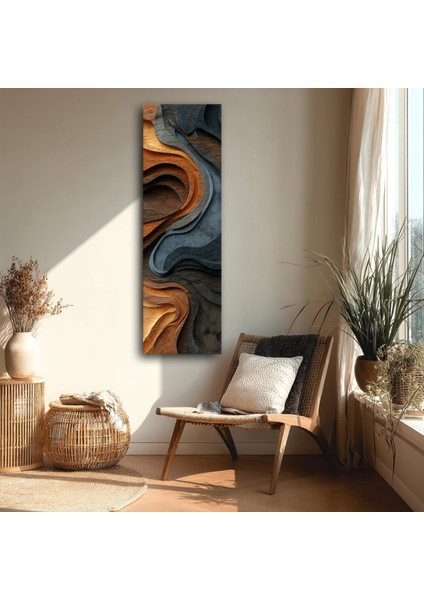 Panoramik Ahşap Dokulu Soyut Tasarım Kanvas Tablo – Dikey Modern Sanat Duvar Dekoru