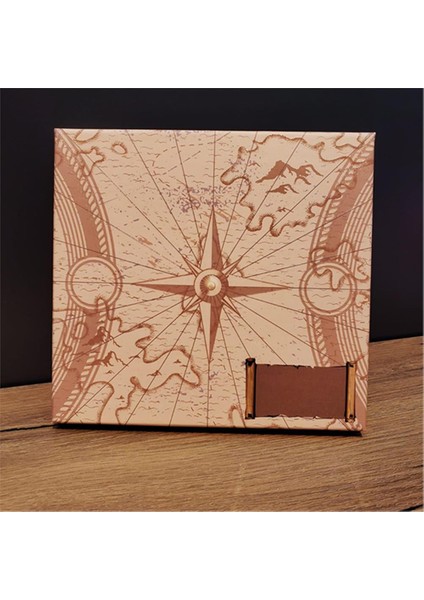 Kişiye Özel Retro Yaprak Defter Kalem Set Kahverengi Pusula Kutulu modelleri