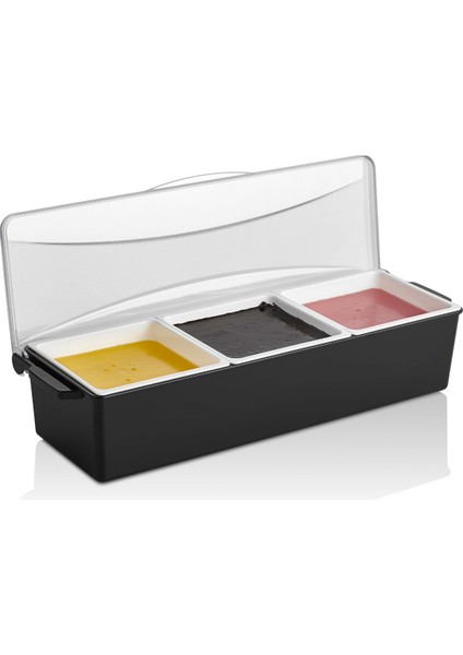 Şık Siyah Kapaklı Sunumluk, 3, 4, 5, 6 Bölmeli Servislik - Plastik Mutfak Saklama Kabı - Gıda Saklama Kutusu Set fiyatları