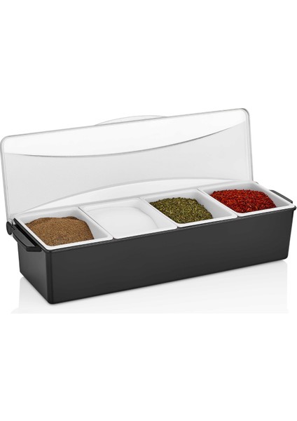 Şık Siyah Kapaklı Sunumluk, 3, 4, 5, 6 Bölmeli Servislik - Plastik Mutfak Saklama Kabı - Gıda Saklama Kutusu Set indirimleri