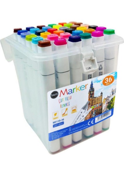 Kutulu Çift Uçlu Marker Kalem Çok Renkli 1101 1816